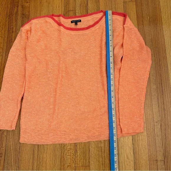 Eileen Fisher Womens M Orange Long Sleeve Bateau Neck Cotton Linen Blend Sweater - Picture 5 of 9